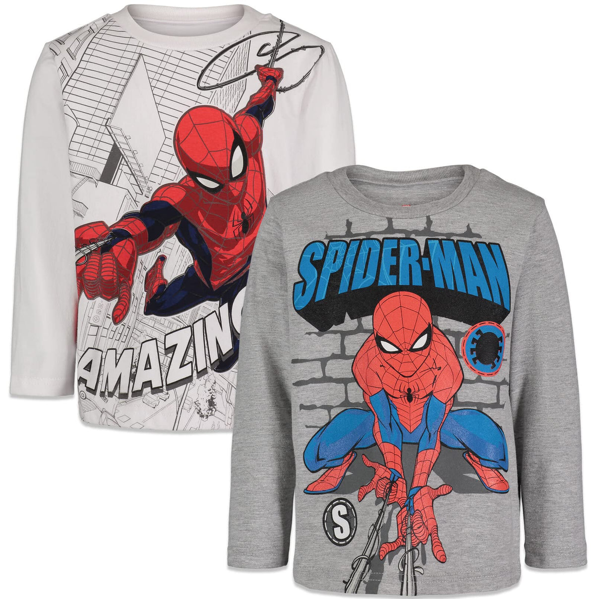 Marvel Spider-Man Boys' 2-Pack Long Sleeve T-Shirts Toddler to Big Kid