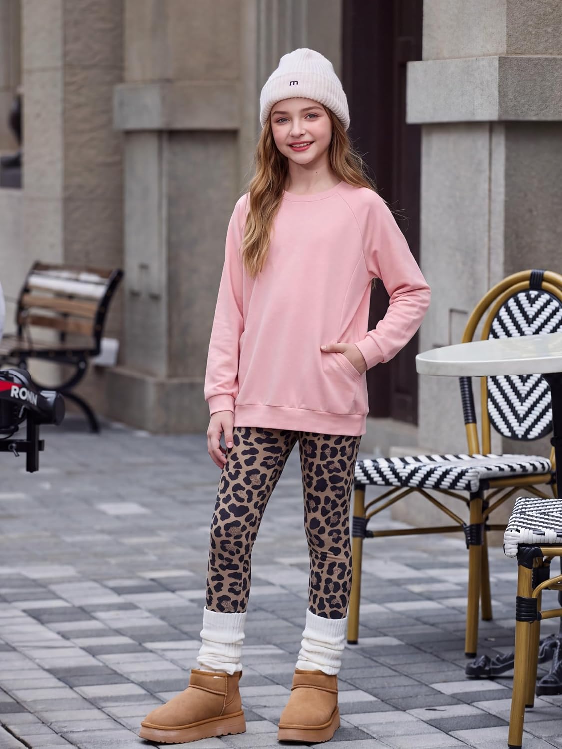 Arshiner Girls 2 Piece Outfits Long Sleeve Raglan Top with Pockets and Slim Fit Pants Daily Wear Set for 6-14Y