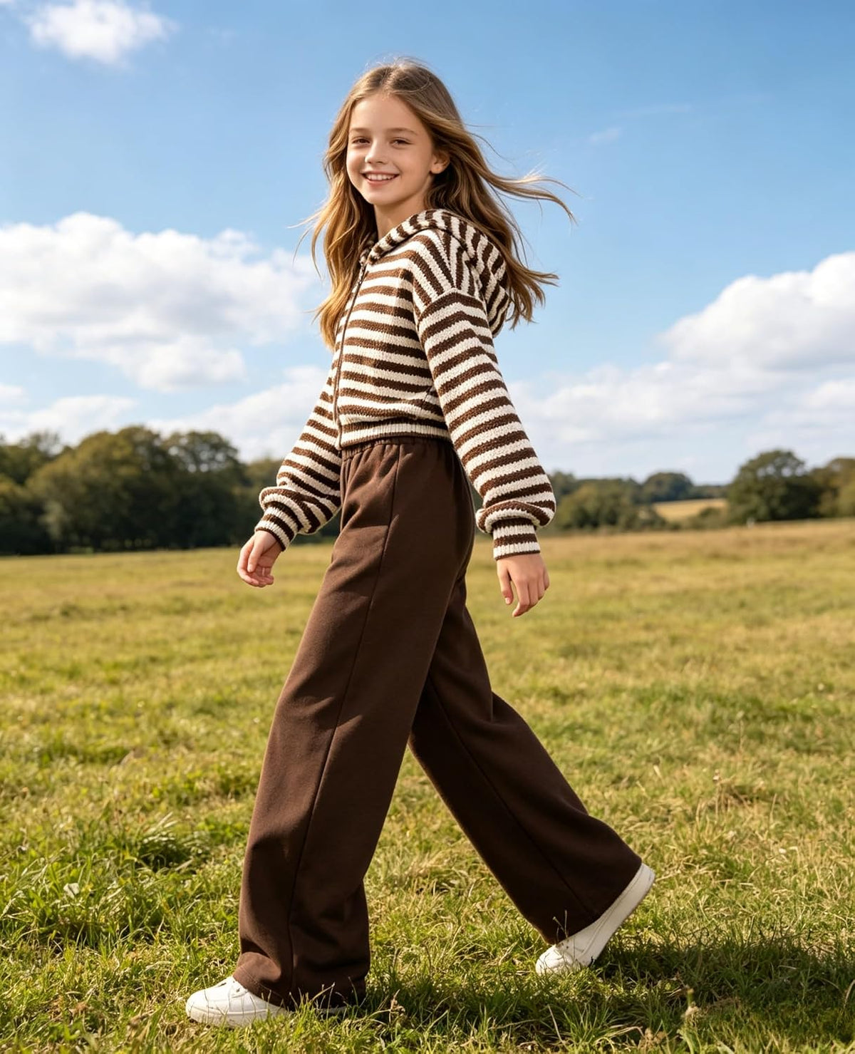 Girls 2 Piece Outfit Tween Girls Fashion Clothes Set Long Sleeve + Comfortable Pants Outfits 9-16 Years