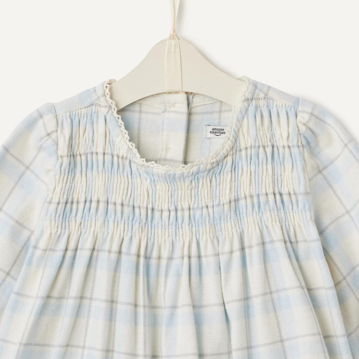 Amazon Essentials x Sofia Grainge Unisex Toddlers and Babies' Long Sleeve Flannel Set with Smocked Bodice, Lace Trim