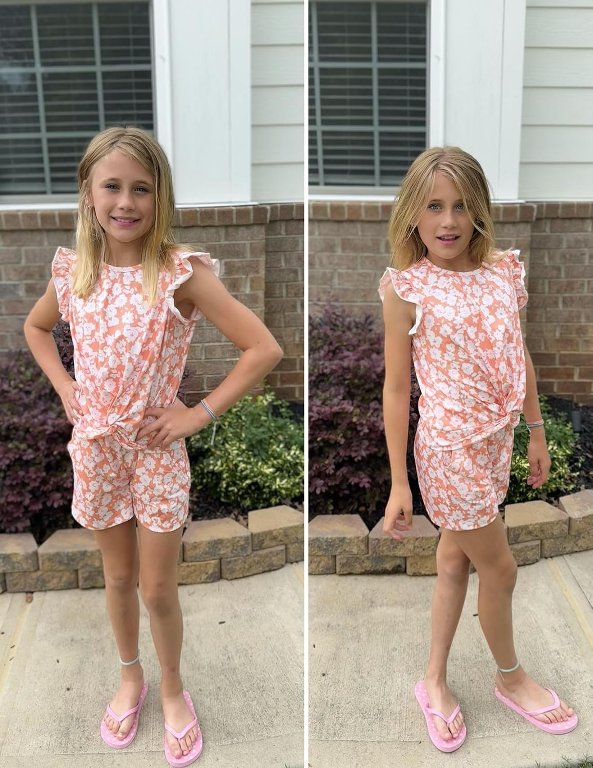 Arshiner Girls Summer Outfits 2 Piece Twist Front Top and Shorts Set