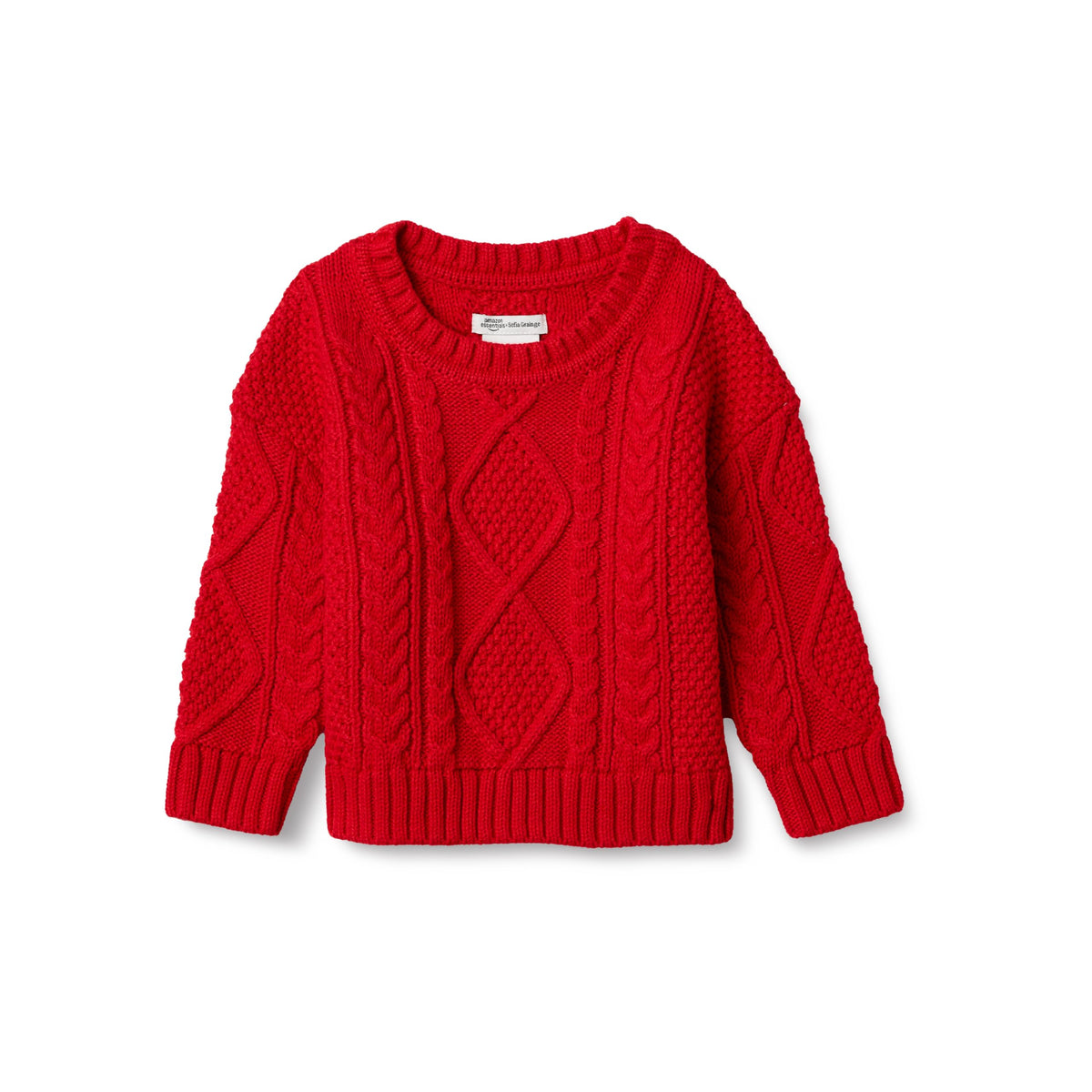 Amazon Essentials x Sofia Grainge Babies, Toddlers and Boys' Cotton Cable Design Crewneck Sweater with Ribbing