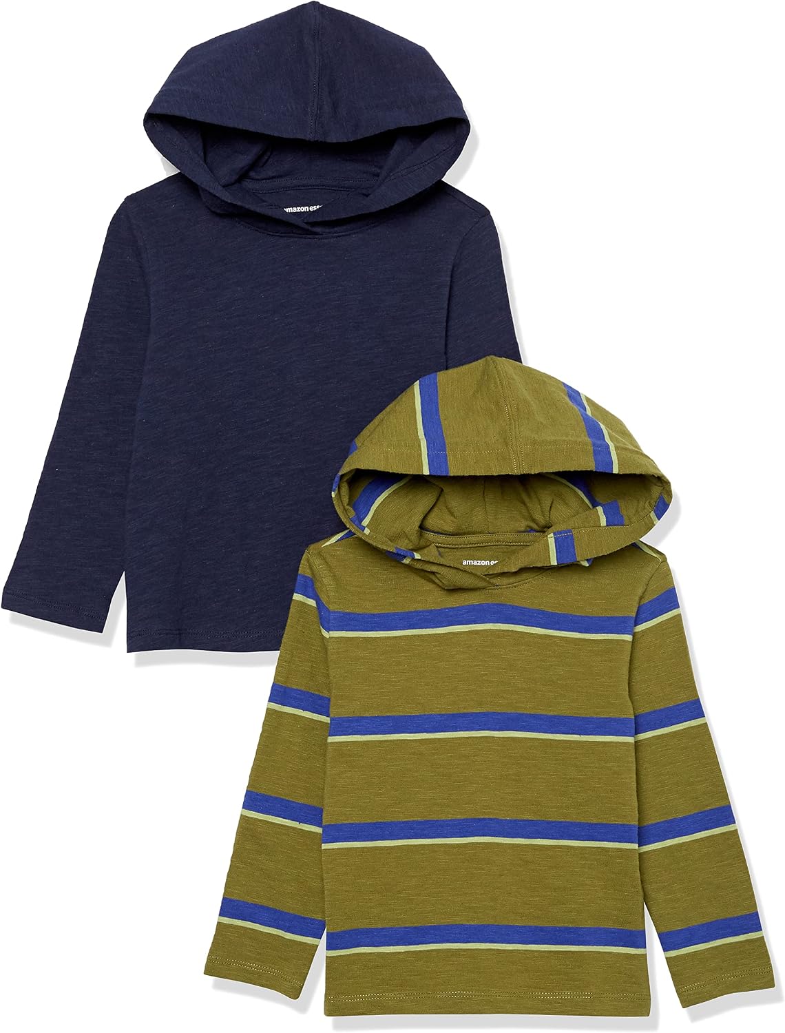 Amazon Essentials Boys and Toddlers' Lightweight Long-Sleeve Hooded T-Shirt, Pack of 2