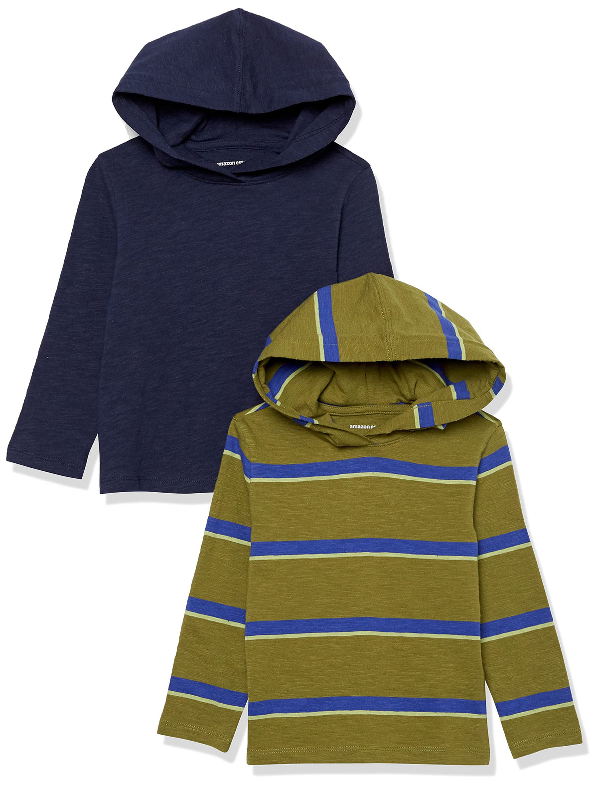 Amazon Essentials Boys and Toddlers' Lightweight Long-Sleeve Hooded T-Shirt, Pack of 2