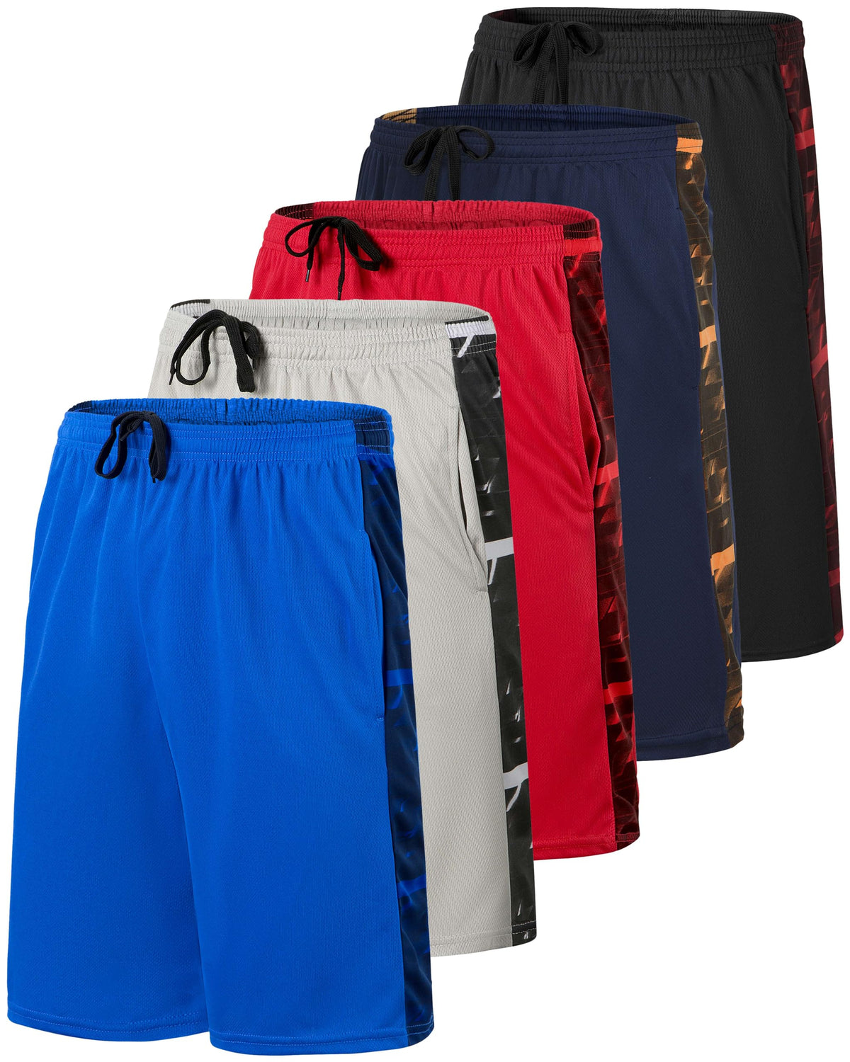 5 Pack Boys' Mesh Athletic Shorts Basketball Kids Soccer Sports Pockets