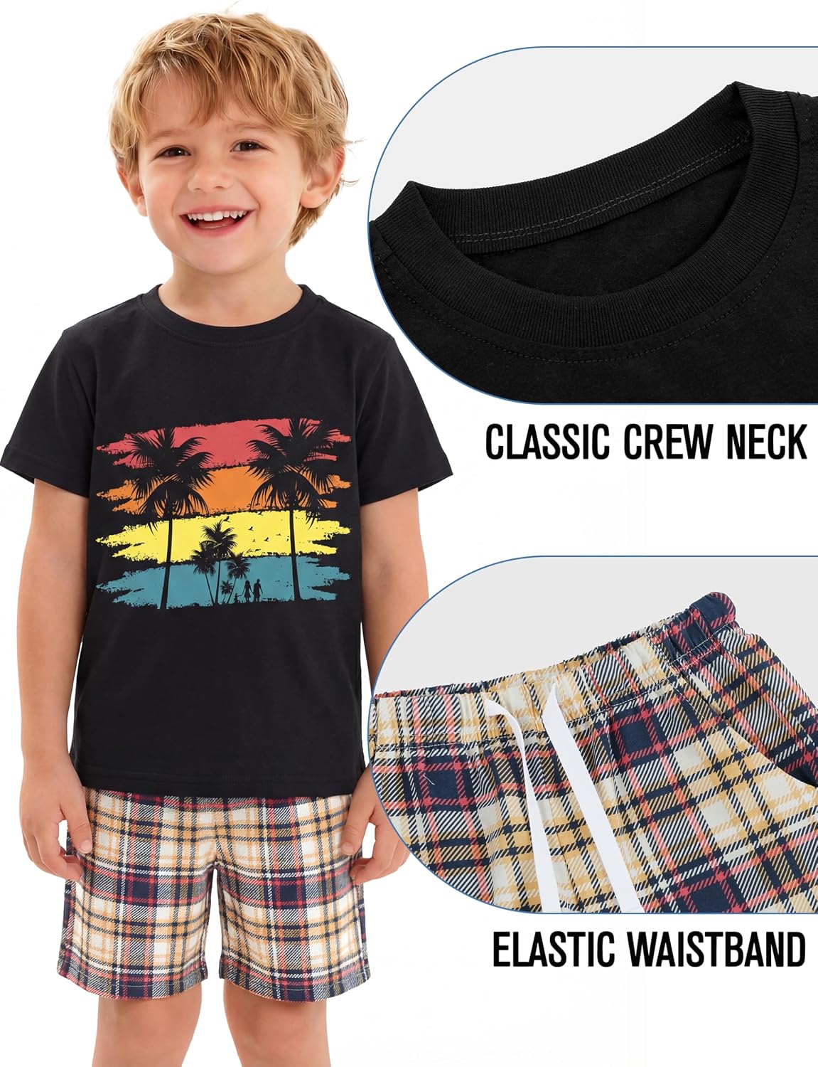 Cooraby Toddler Boys Summer Clothes Outfits Kids Cotton Short Sleeve Shirt Shorts 4 Pieces Set Toddler Boys short sets 2-5T