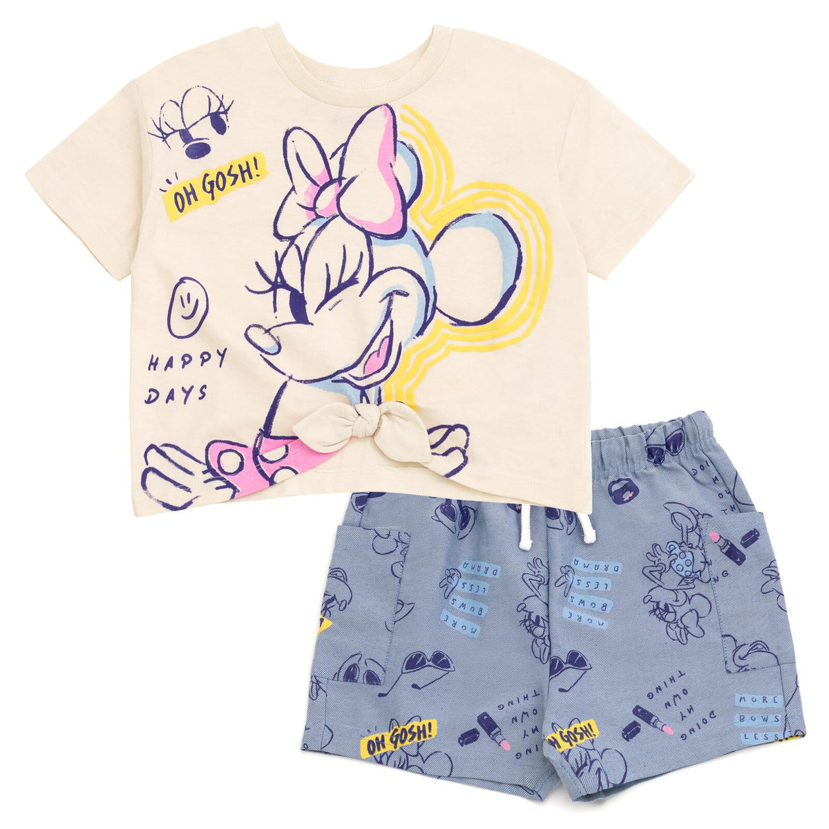 Disney Minnie Mouse Girls' 2-Piece Graphic T-Shirt and Shorts Set