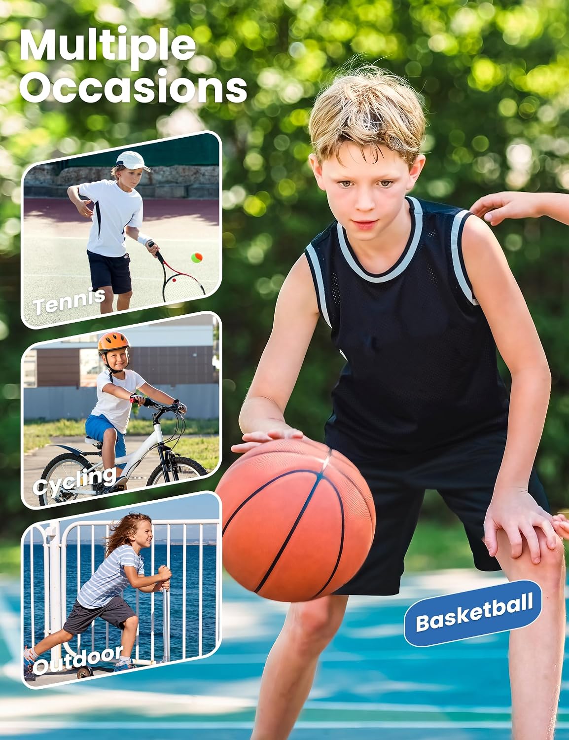 MLYENX 5 Pack Boys Athletic Shorts Basketball Quick Dry with Pockets