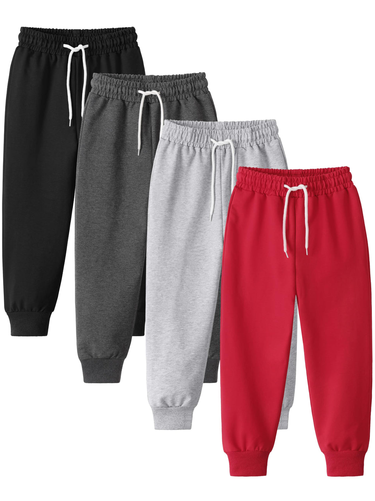 4 Pack Toddler and Boys Sweatpants Athletic Cotton Jogger Pants for Sports