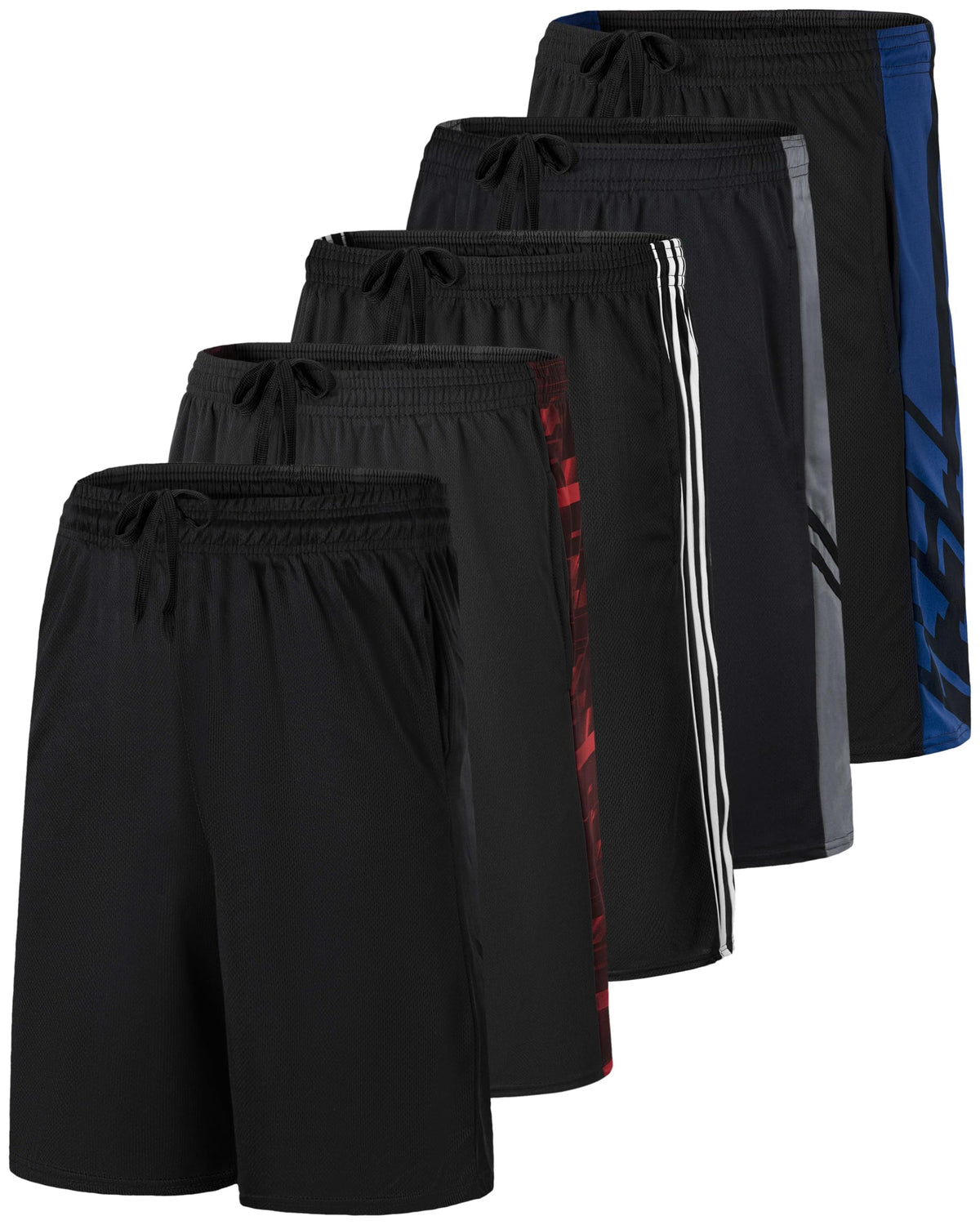 5 Pack Boys' Mesh Athletic Shorts Basketball Kids Soccer Sports Pockets