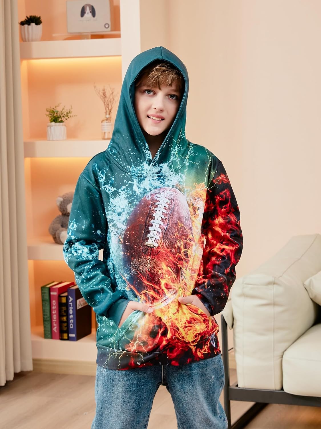 Idgreatim Boys Girls Hoodies Kids 3D Graphic Hooded Sweatshirts size 6-16