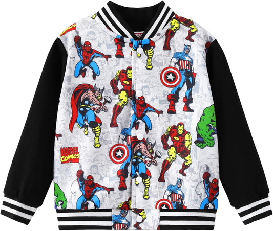 Disney Bomber Jacket Spider Man Marvel Toy Story Cars Varsity Cardigan2-13Y