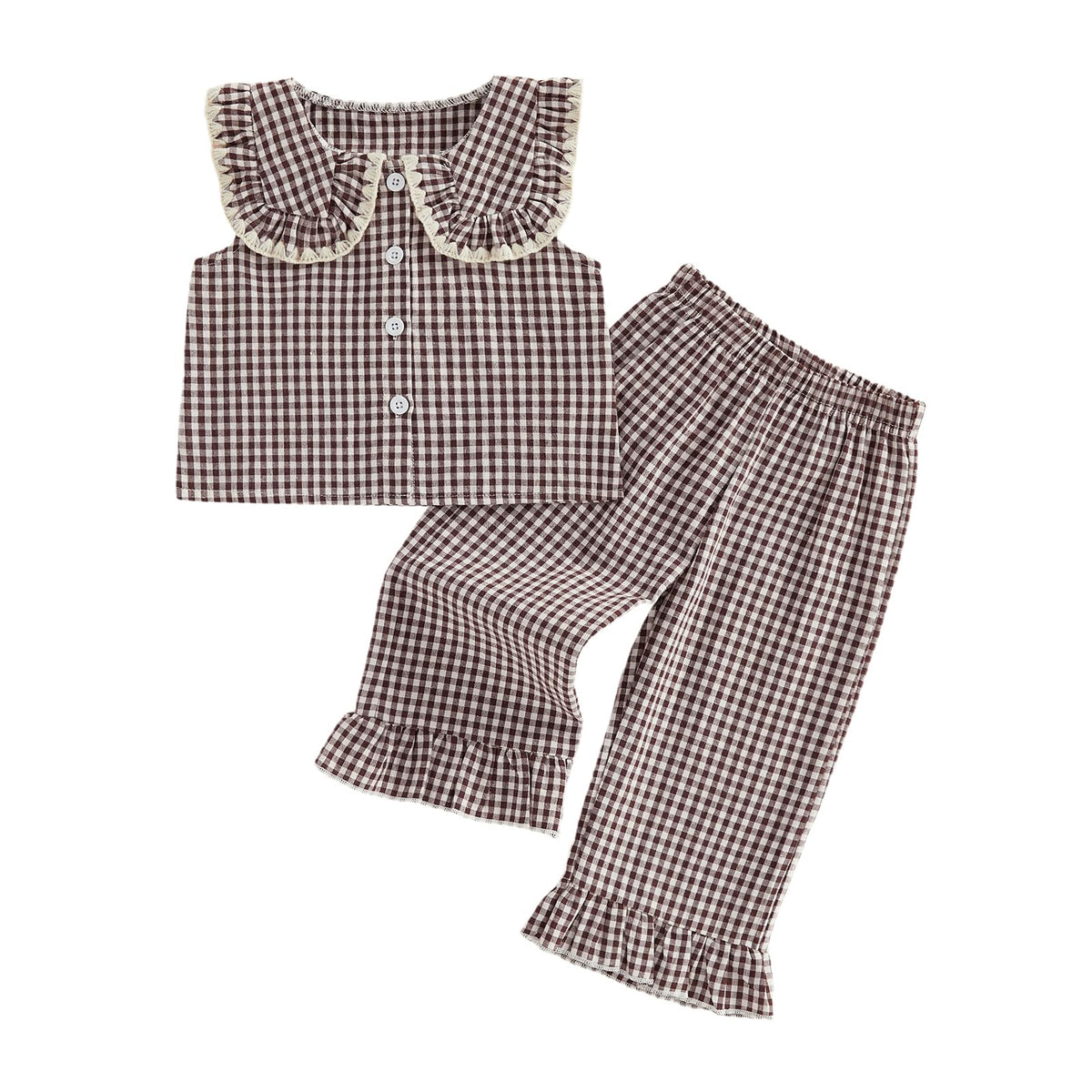Kupretty Toddler Girl Clothes Ruffle Sleeveless Shirt Pants Set