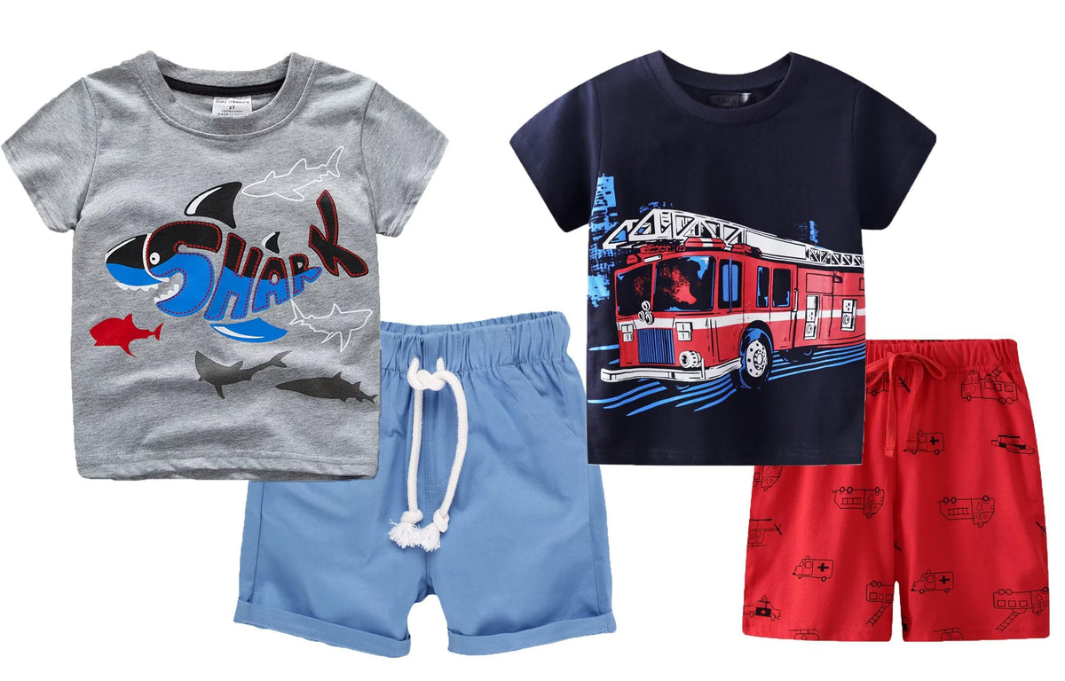 Toddler Boy Summer Clothes Outfits Short Sleeve Shirt Set 2-7 Years