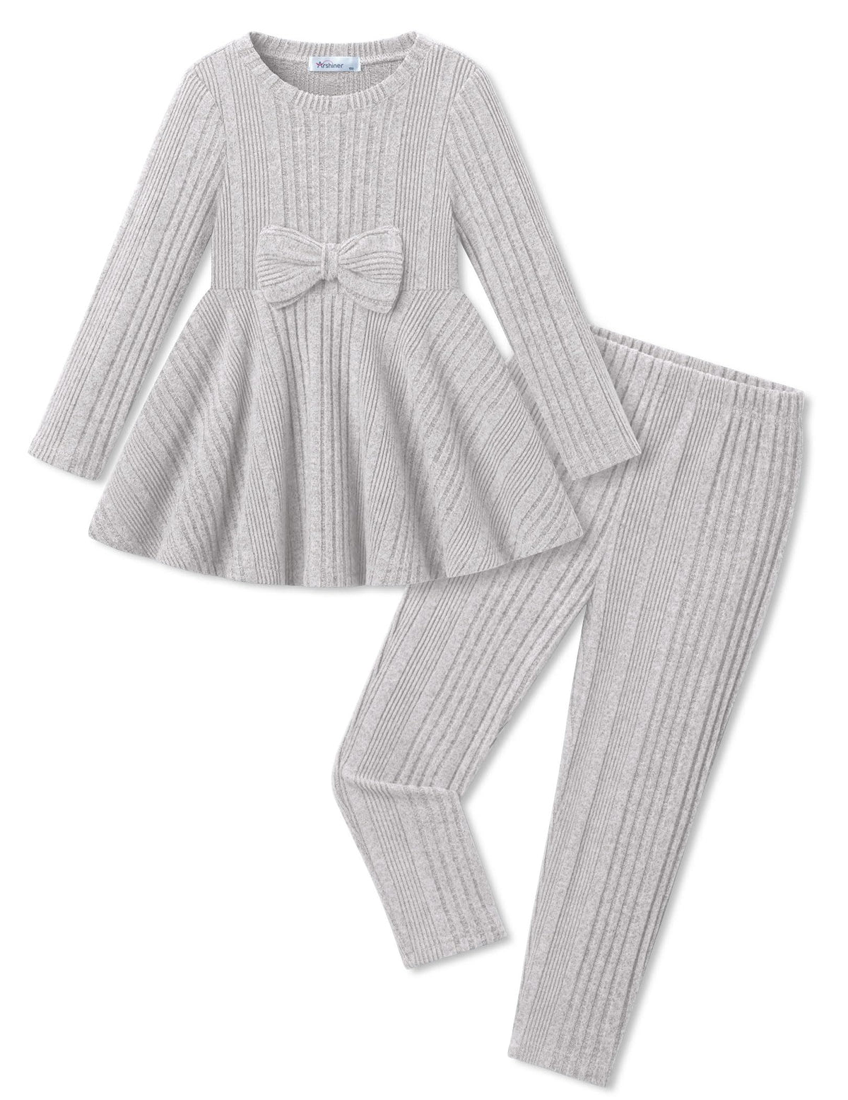 Girls 2 Piece Outfits Ribbed Knit Top and Pant Sets Kids Clothes Dailywear