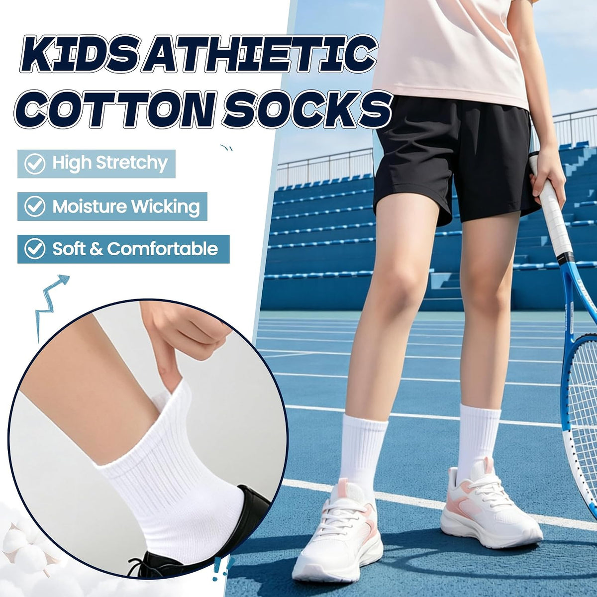 Kids Classics Crew Socks 10 Pairs Child Boy Girls Athletic Cotton Basic School Uniform Breathable Casual Sports Socks