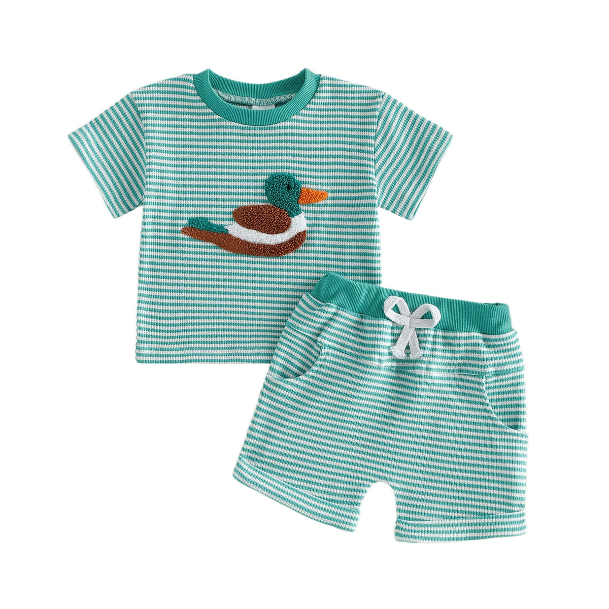 Toddler Baby Boy Summer Clothes Waffle Truck Embroidery Short Sleeve Tops T-Shirt and Shorts Sets Cute 2Pcs Outfits