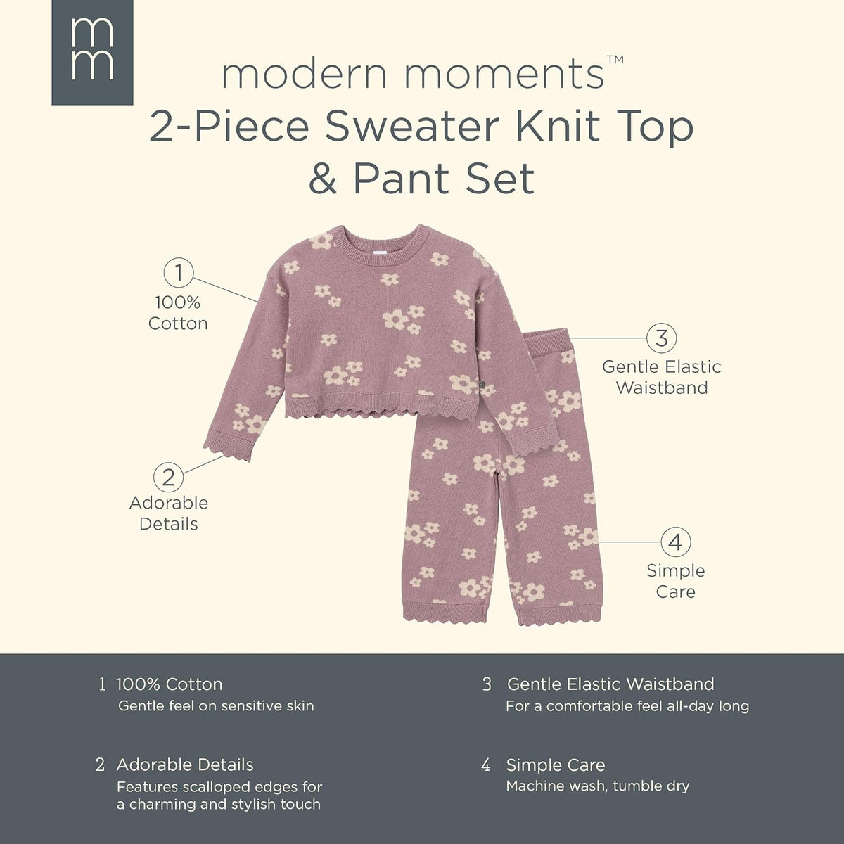 Modern Moments by Gerber Baby Girls Jacquard 2 Piece Sweater Set