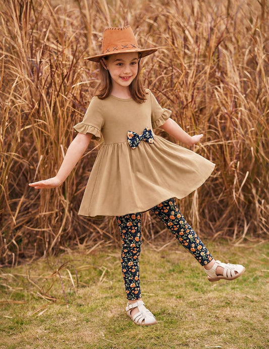 Arshiner Girls Clothes 2 Piece Outfit Toddler Cute Ruffled Top Leggings Set