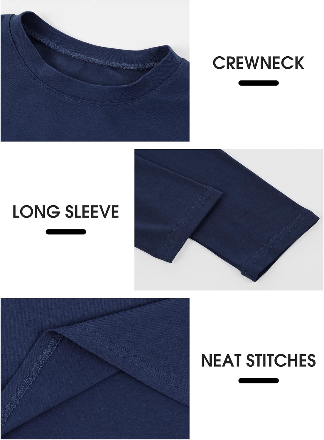 Cooraby 6 Pack Boys Long Sleeve Shirts Cotton T-Shirts for Kid Layering Top