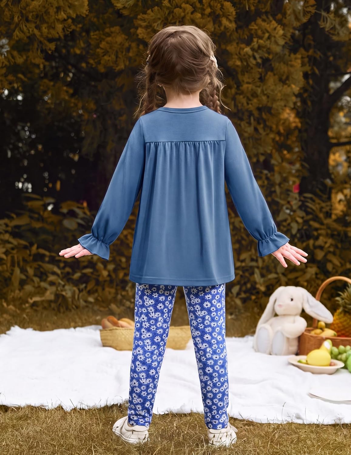 Arshiner Girls 2 Piece Outfits Toddler Fall Ruffle Shirt and Leggings Sets
