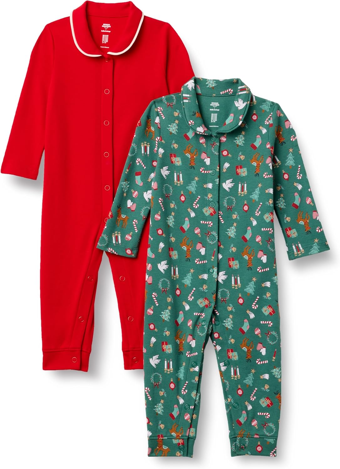 Amazon Essentials x Sofia Grainge Unisex Babies' Cotton Footless Sleepsuit, Pack of 2