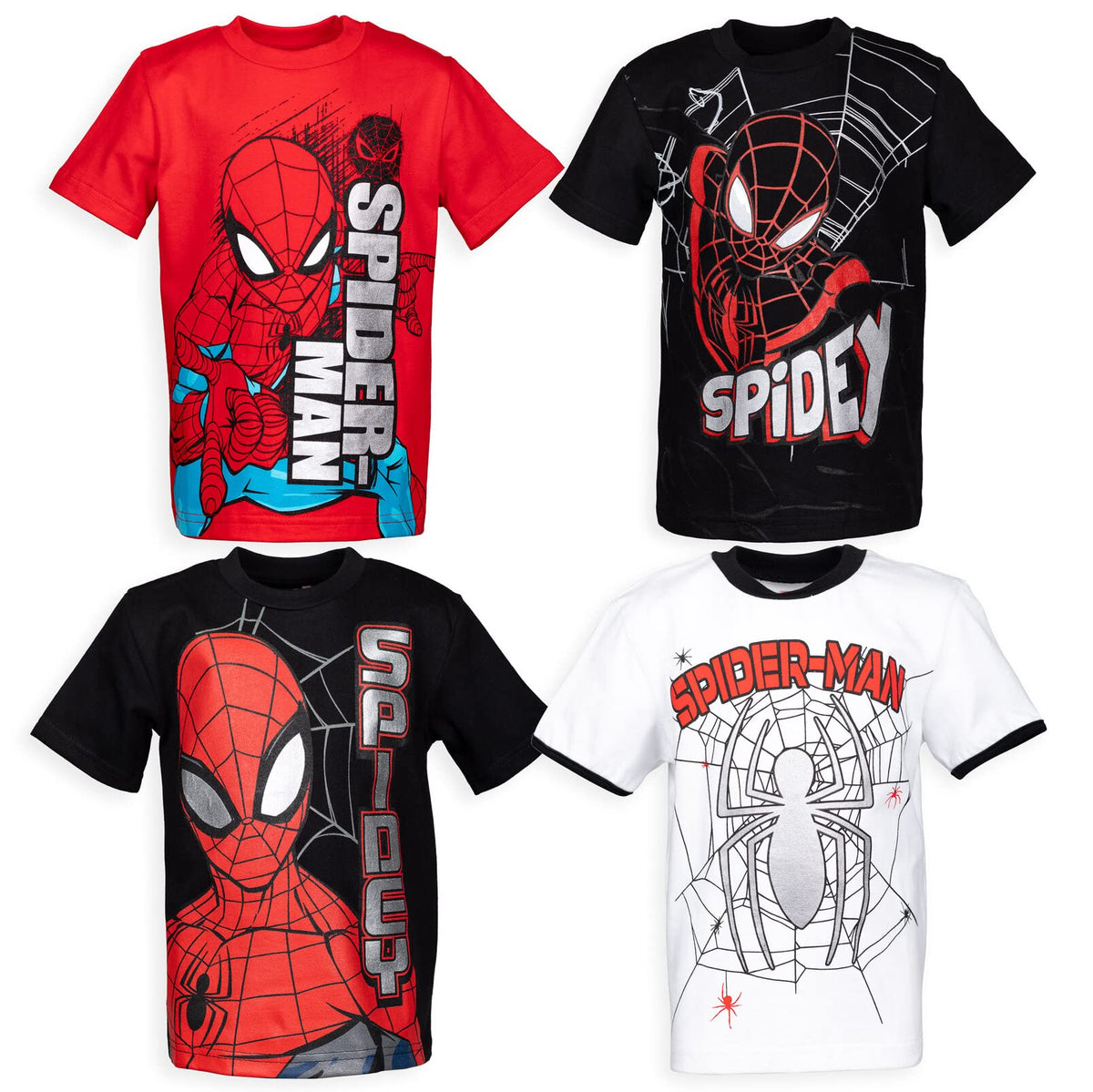 Marvel Spider-Man Boys' 4-Pack Short Sleeve Tees Toddler to Big Kid
