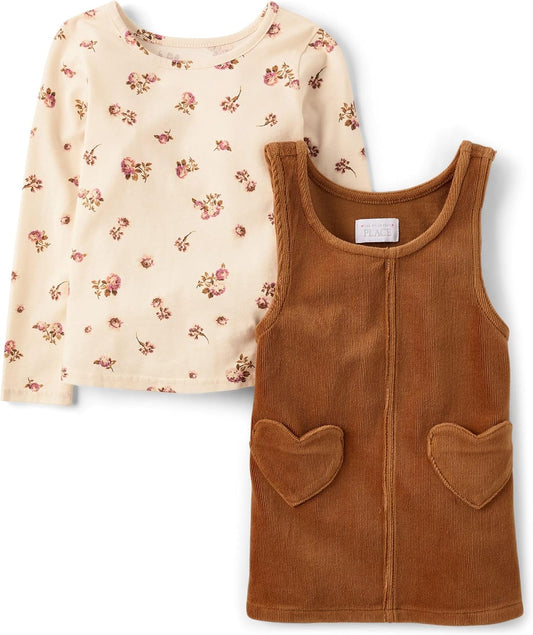 The Children's Place Baby Girls' And Toddler Short Sleeve Top and Skirtall,2-piece Outfit Set
