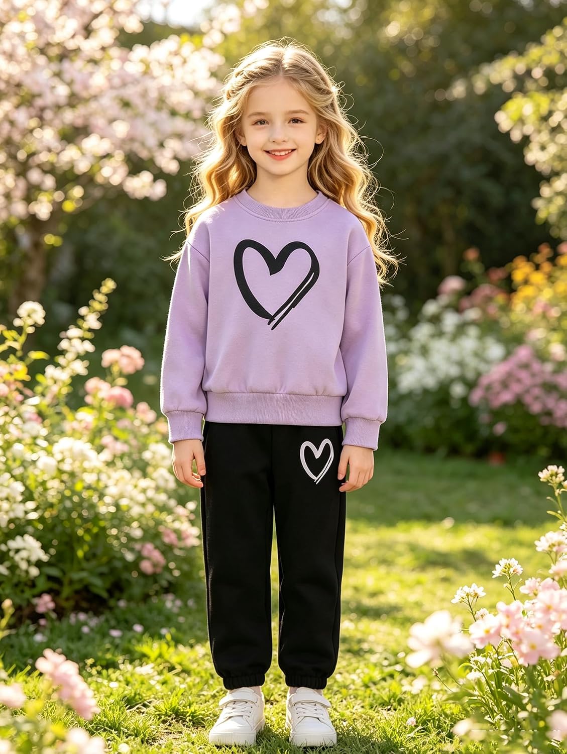 Girls Outfits 4 Piece Long Sleeve Sweatshirt Cargo Pants 3-12Y