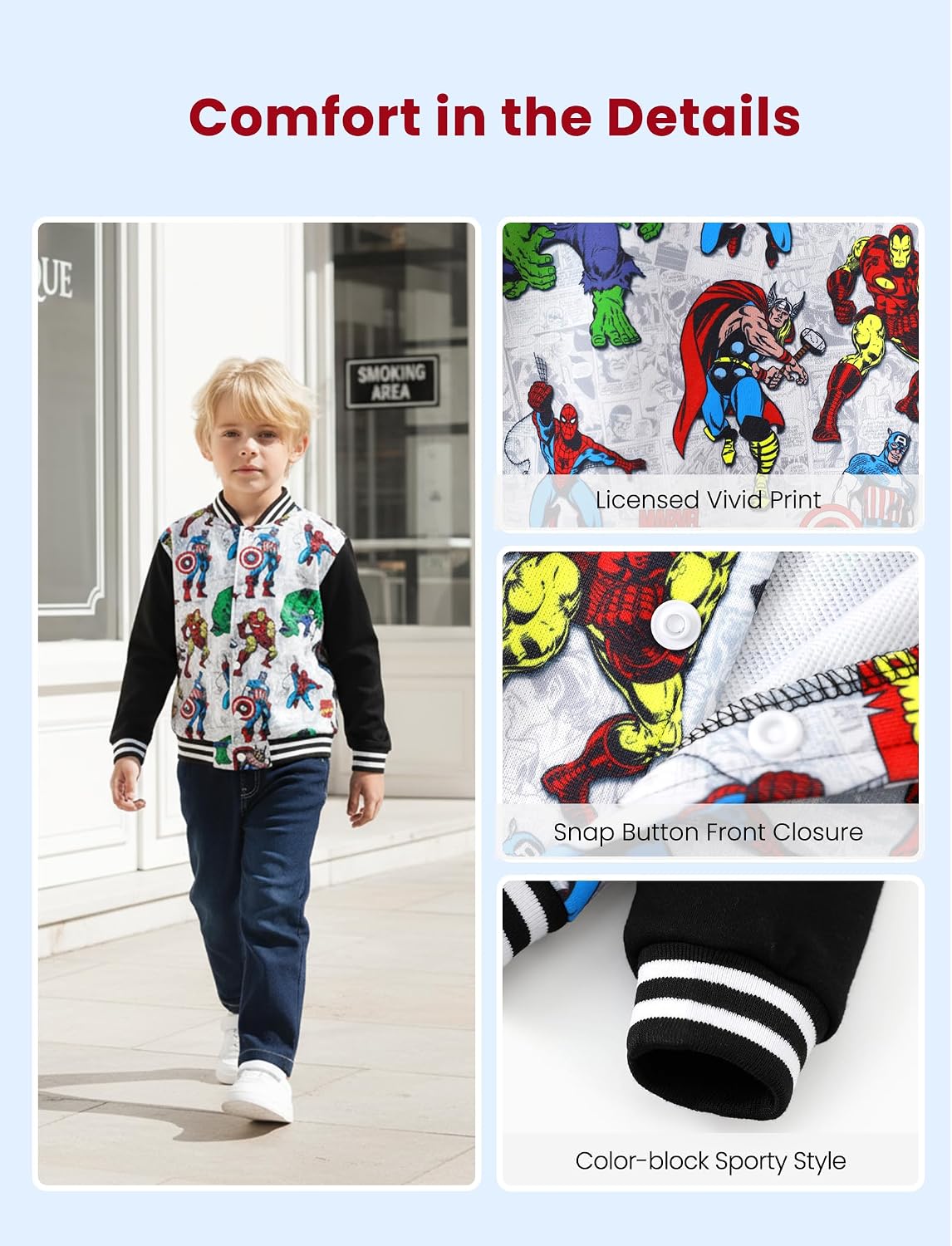 Disney Bomber Jacket Spider Man Marvel Toy Story Cars Varsity Cardigan2-13Y