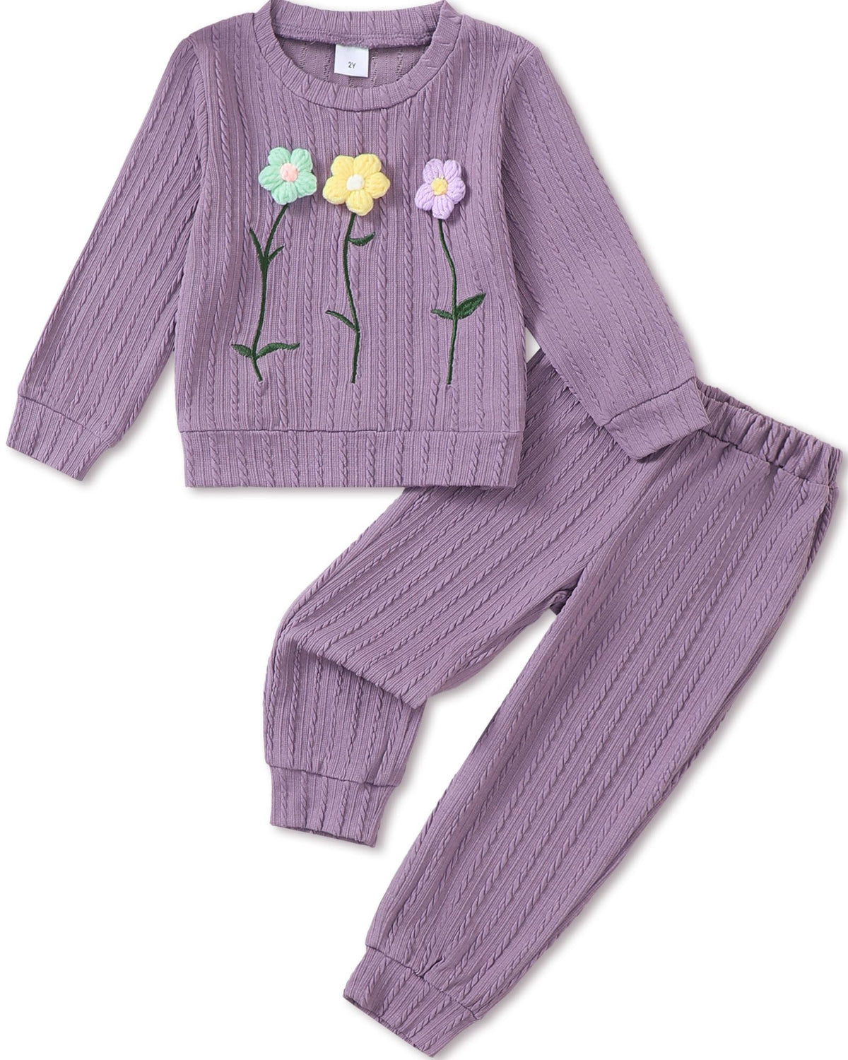 Jecson Toddler Girl Fall Clothes: Soft Outfits Set Embroidered Knit Top & Sweatpants 2Pcs Cute Home Outdoor 2-8Y