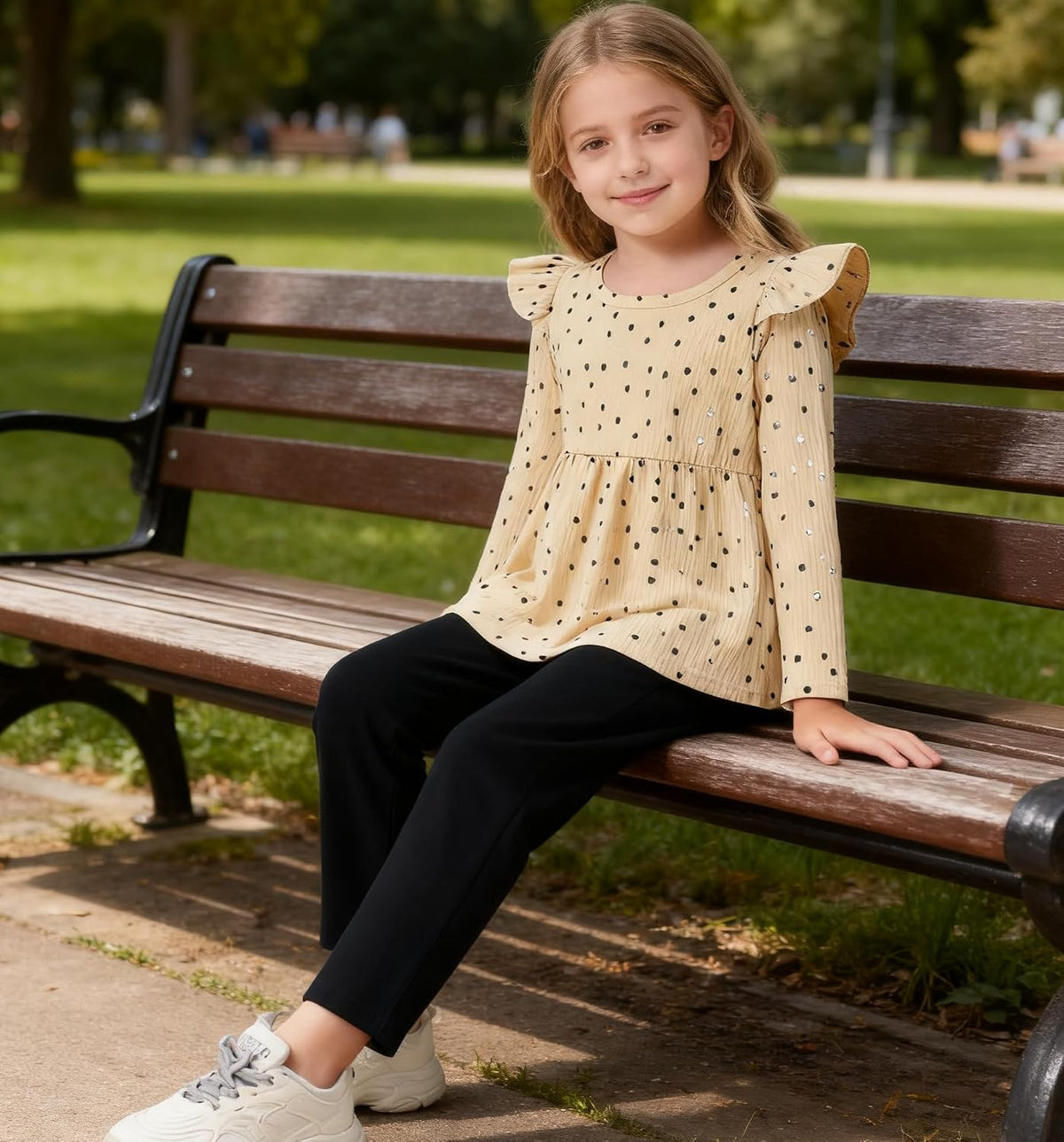 Toddler Girl Clothes Ruffle Long Sleeve Heart Print Tops and Pants 2PC Little Girl Winter Outfits Size (4-7T)