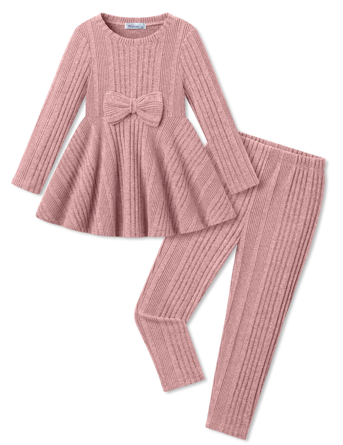 Girls 2 Piece Outfits Ribbed Knit Top and Pant Sets Kids Clothes Dailywear