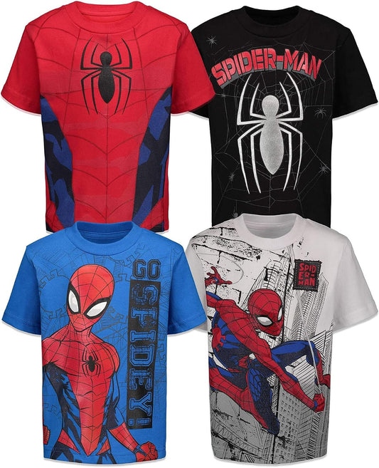 Marvel Spider-Man Boys' 4-Pack Short Sleeve Tees Toddler to Big Kid