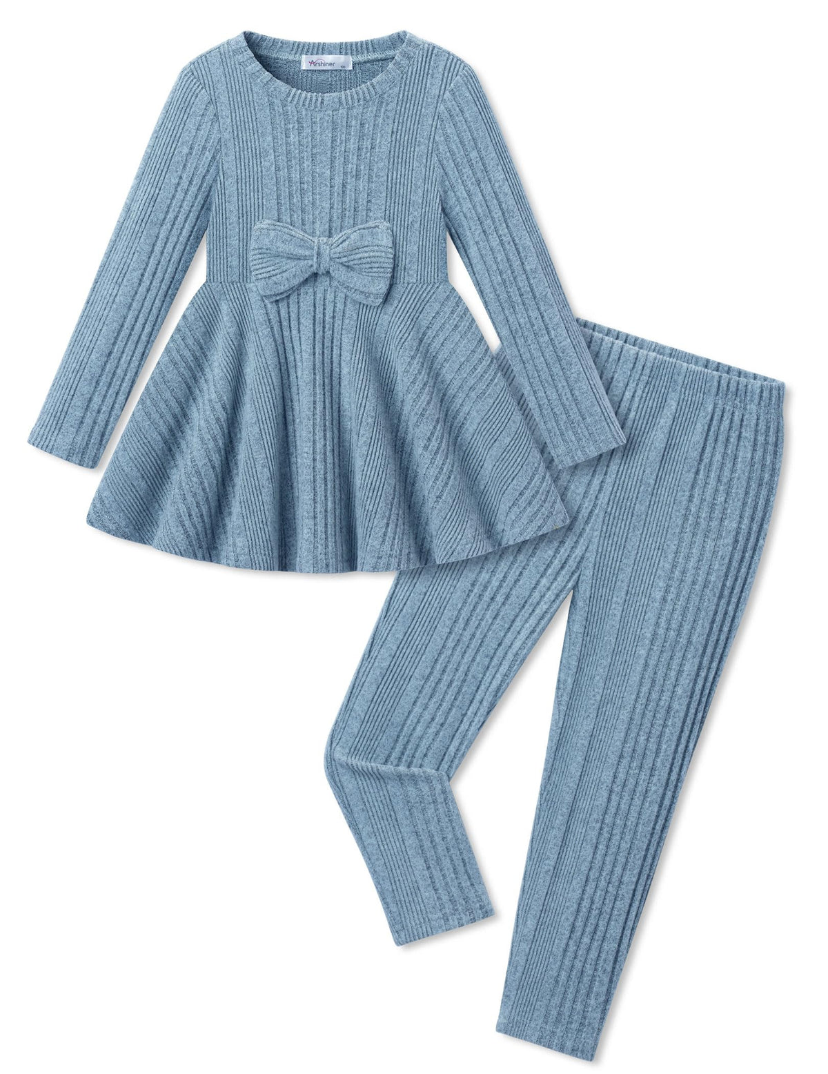 Girls 2 Piece Outfits Ribbed Knit Top and Pant Sets Kids Clothes Dailywear