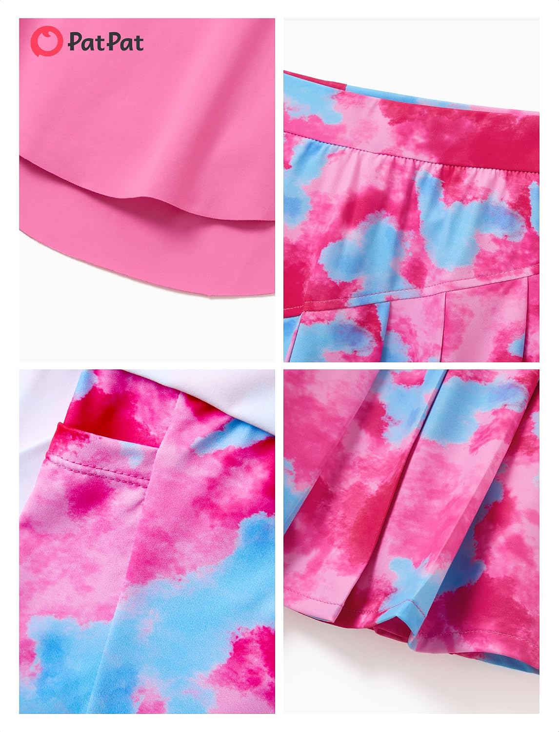 PATPAT Girls Tennis Skirt Sets Tank Top + Pleated Skort Activewear 5-12Y