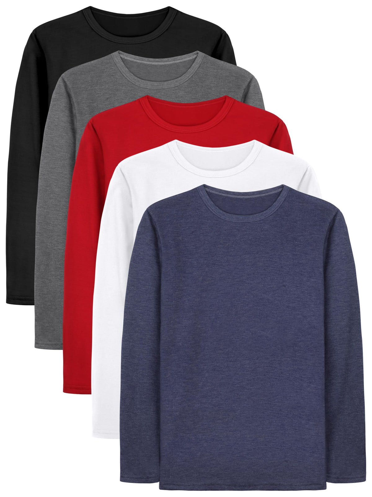 Cooraby 5 Pack Boy and Toddlers Long Sleeve Shirts Kids Top Tees Shirts