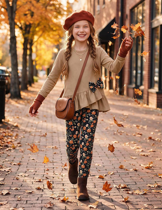 Arshiner Toddler Girl Clothes Fall Outfit Long Sleeve Tops Leggings Set