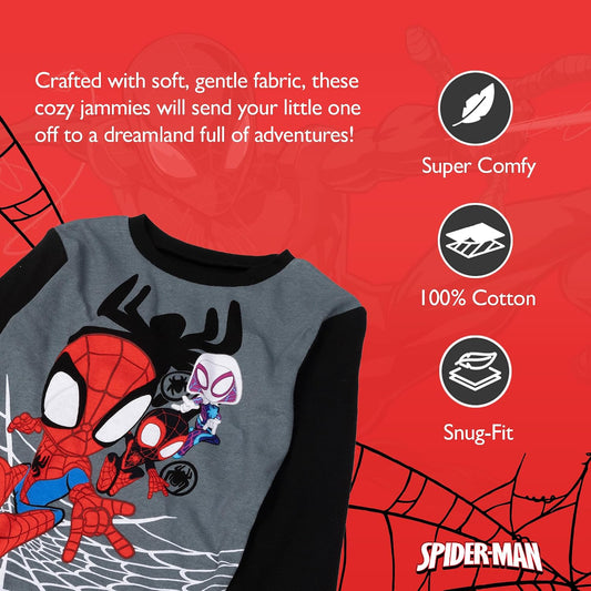 Marvel Boys' 2-piece Snug-fit Cotton Matching Holiday Pajama Set, Soft & Cute for Kids