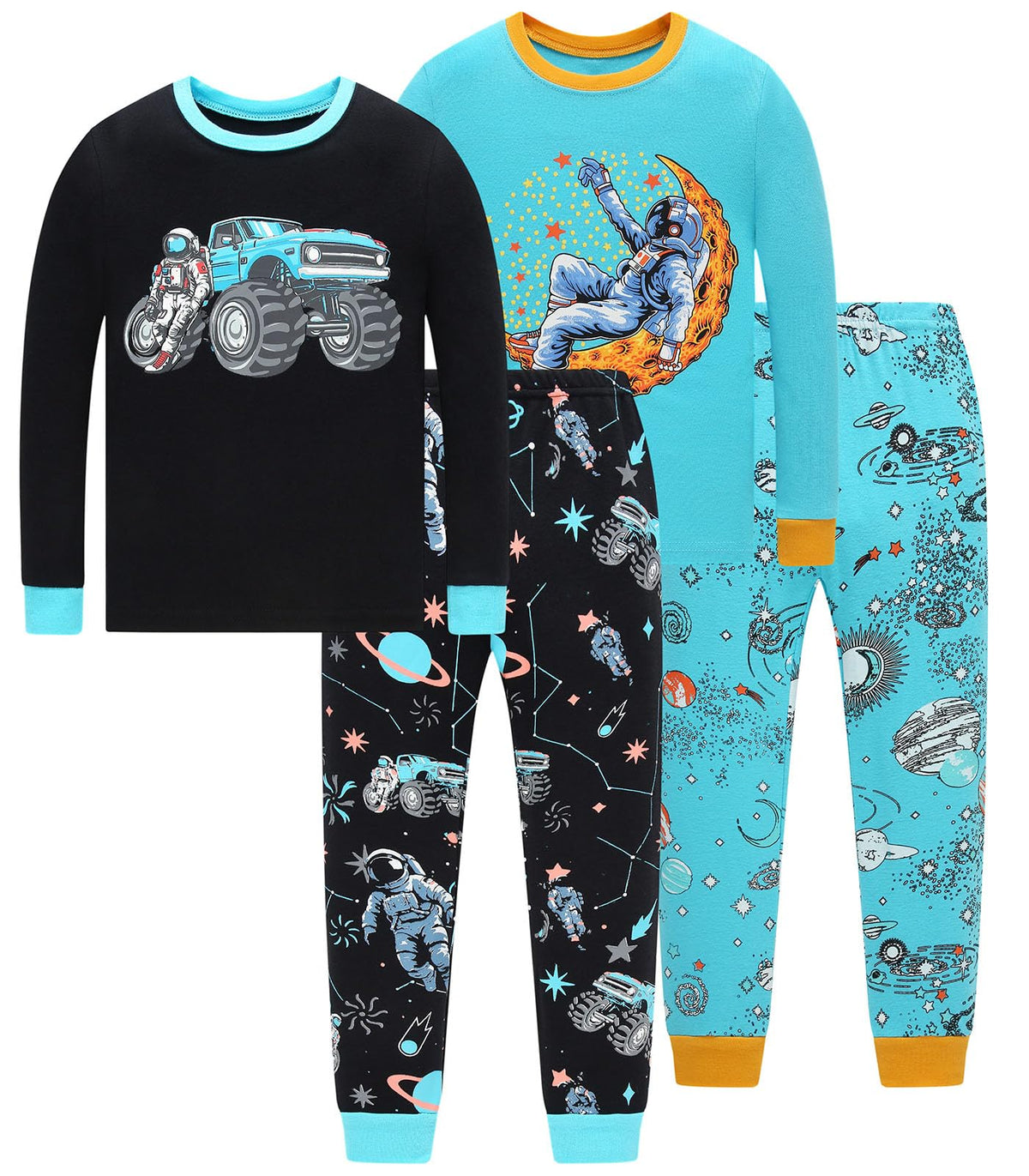 Little bety Boys 4 Pieces Cotton Pajamas Toddlers Long Sleeve 24M-12Years