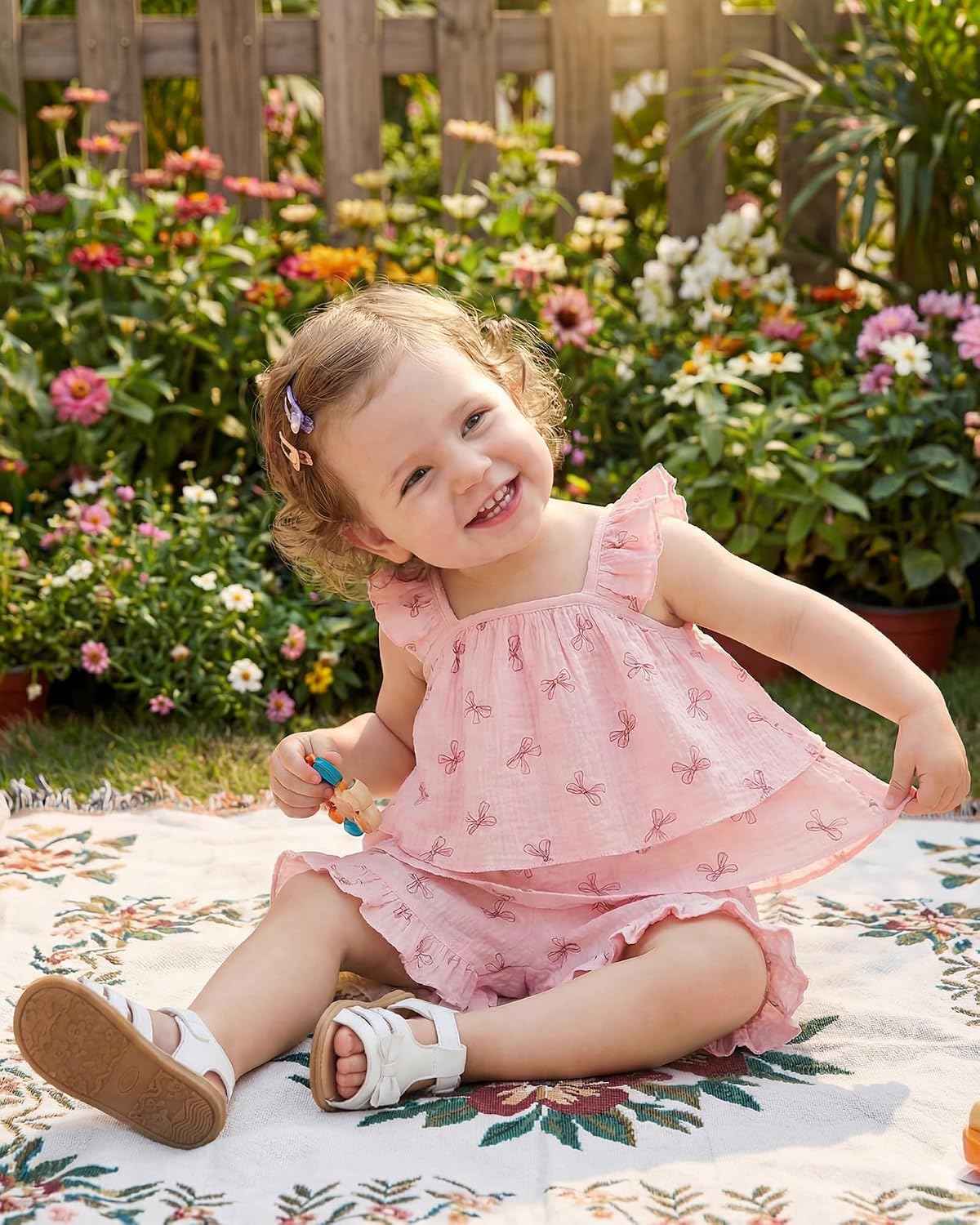 Jecson Toddler Girl Outfits Baby Girl Summer Clothes Sleeveless Ruffle Dress Tops and Shorts Clothing Sets 12M-4Y