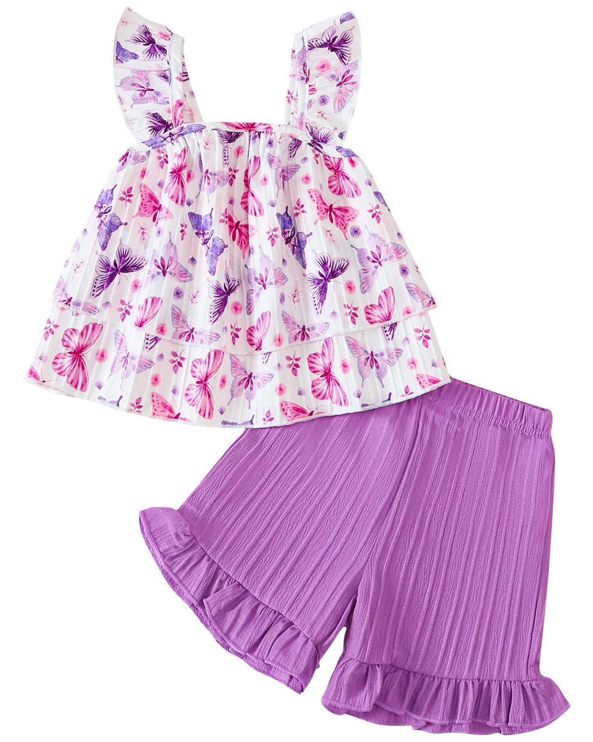 Jecson Toddler Girl Outfits Baby Girl Summer Clothes Sleeveless Ruffle Dress Tops and Shorts Clothing Sets 12M-4Y