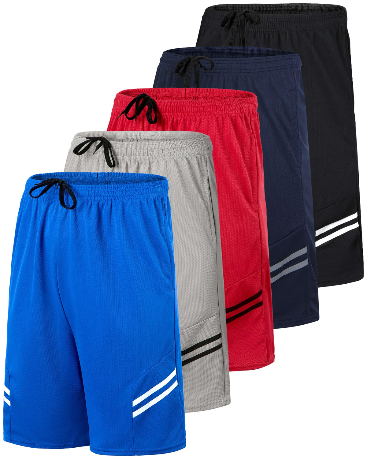 5 Pack Boys' Mesh Athletic Shorts Basketball Kids Soccer Sports Pockets