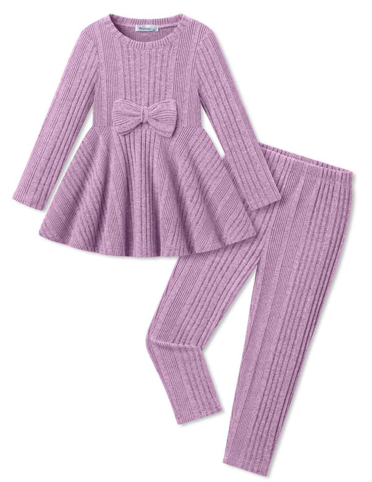 Girls 2 Piece Outfits Ribbed Knit Top and Pant Sets Kids Clothes Dailywear