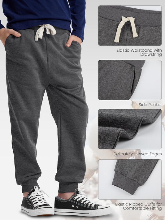 4 Pack Boys Sweatpants Boys Joggers Cotton Kids Youth Athletic Pants Pocket