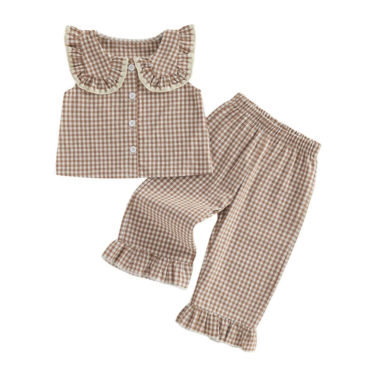 Kupretty Toddler Girl Clothes Ruffle Sleeveless Shirt Pants Set