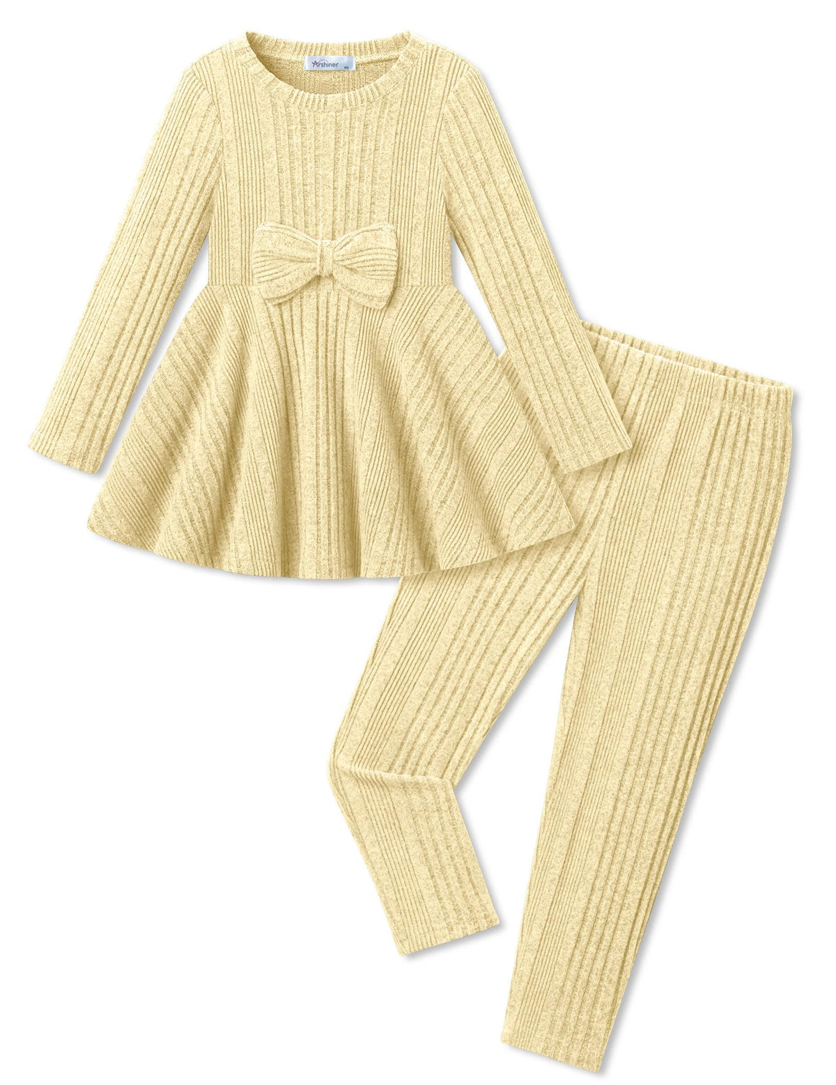 Girls 2 Piece Outfits Ribbed Knit Top and Pant Sets Kids Clothes Dailywear