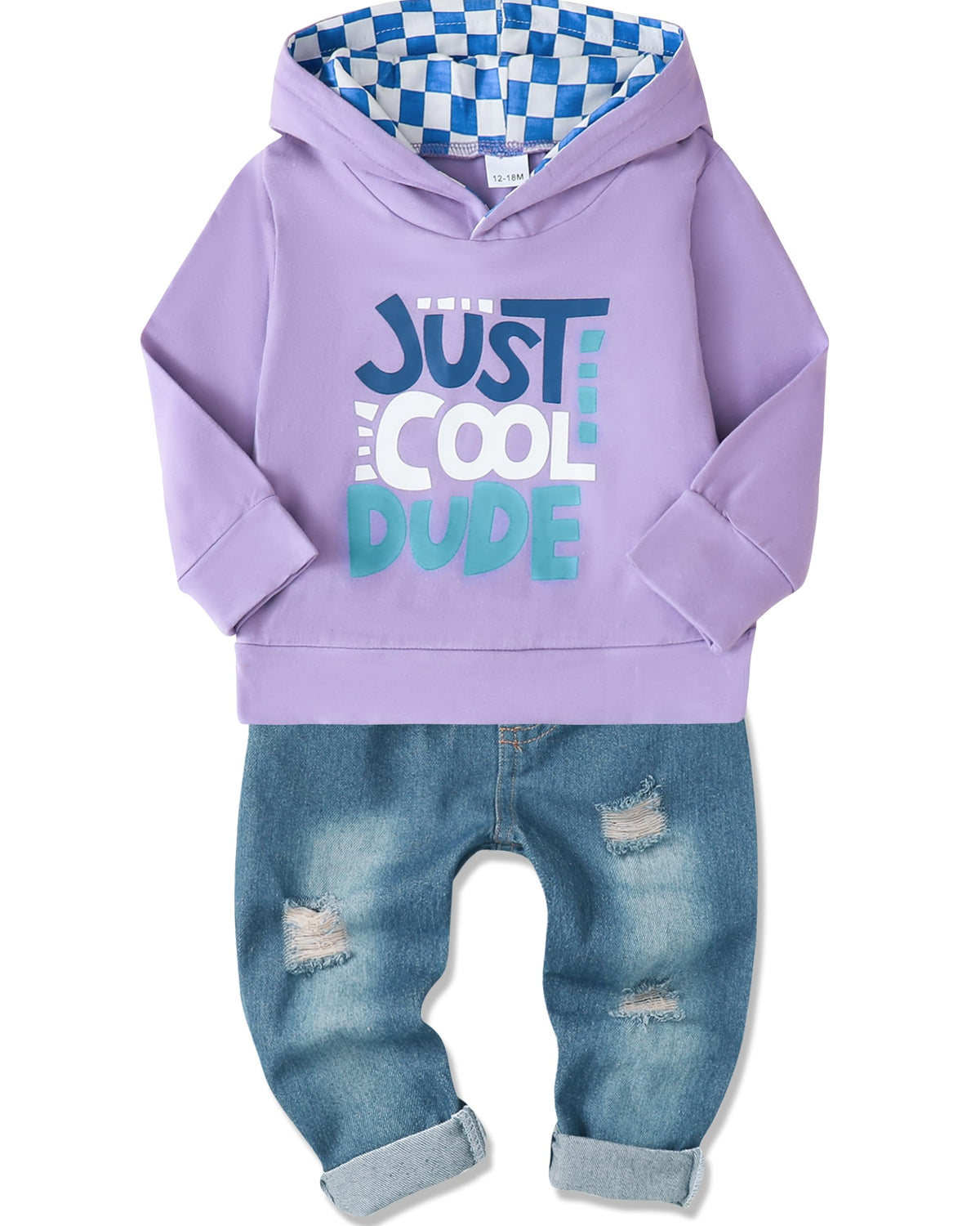 YALLET Toddler Boy Clothes Fall Winter Hoodie Top Ripped Jeans Outfit 1-5T
