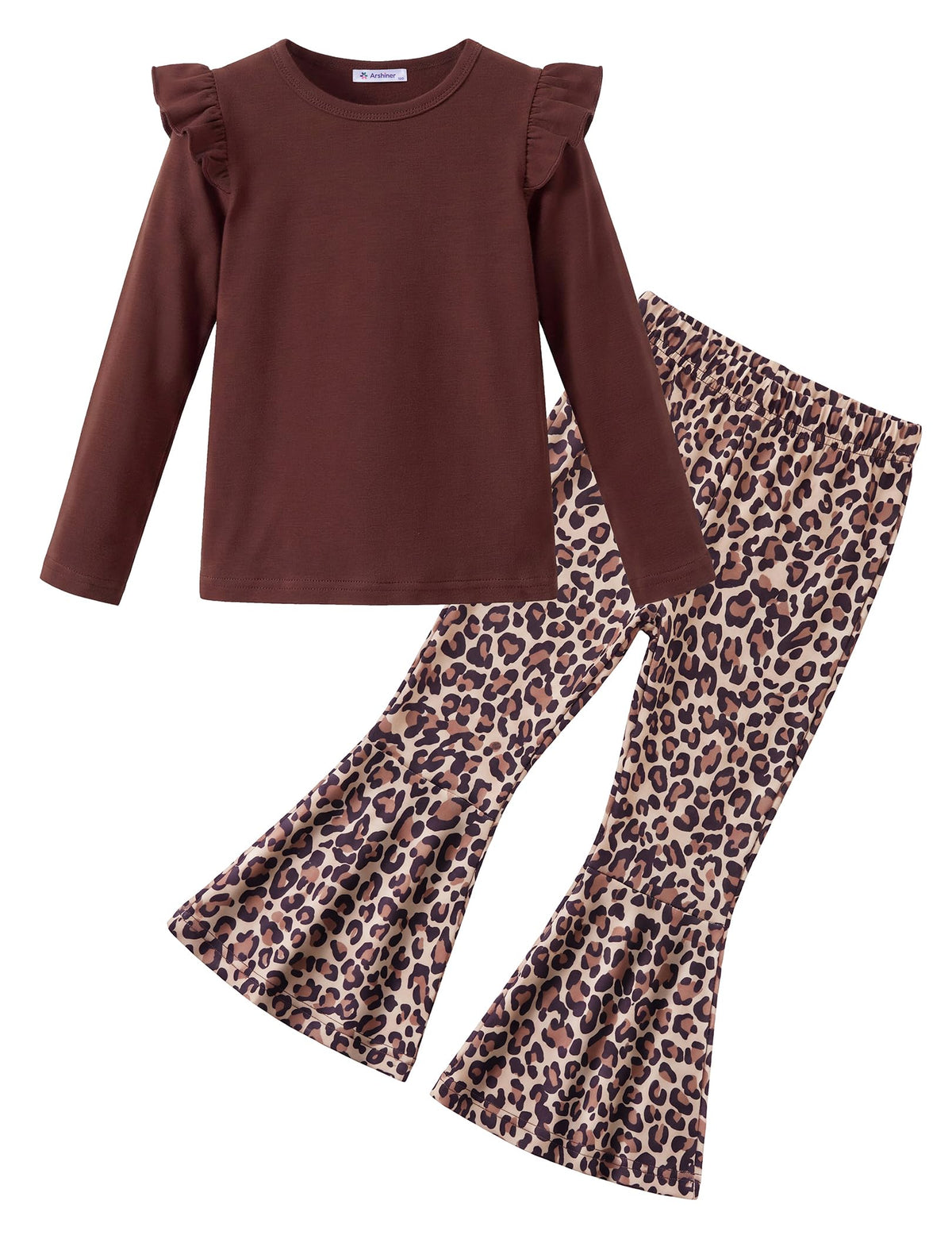 Arshiner Girls 2 Piece Outfits Flare Pants Knit Set Toddler Printed Clothes