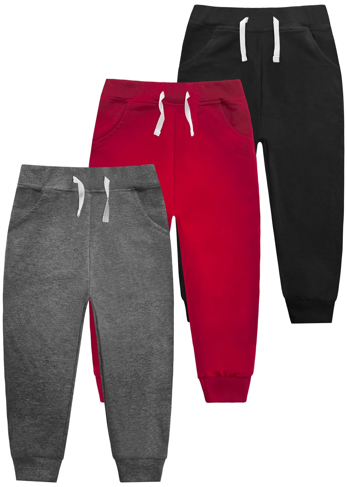 VOGRYE Boys Sweatpants 3 Pack Jogger Pants with Pockets Drawstring Waist